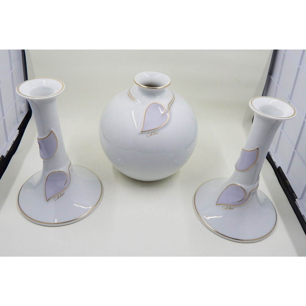 Chloe Paris Decor Opera Porcelain Candlestick Holders and Vase Set Germany